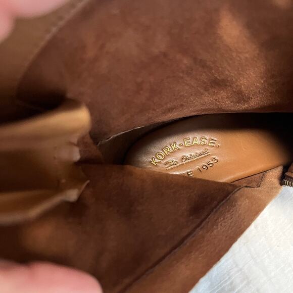 Kork-Ease Brown Leather Heeled Ankle Booties Size 11 - Picture 4 of 8